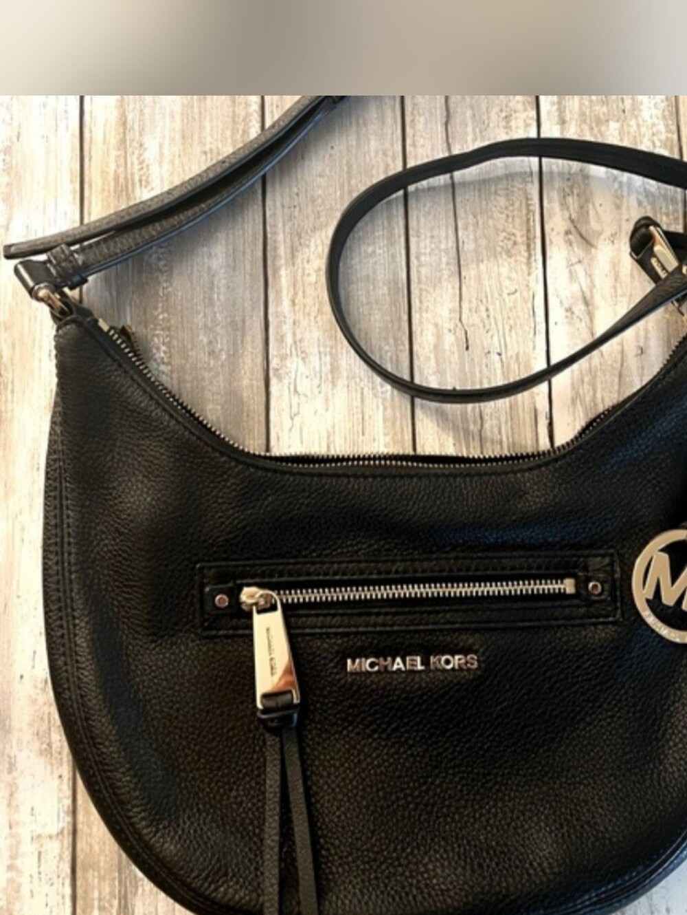 Michael Kors Black Leather Crescent Shoulder Bag
